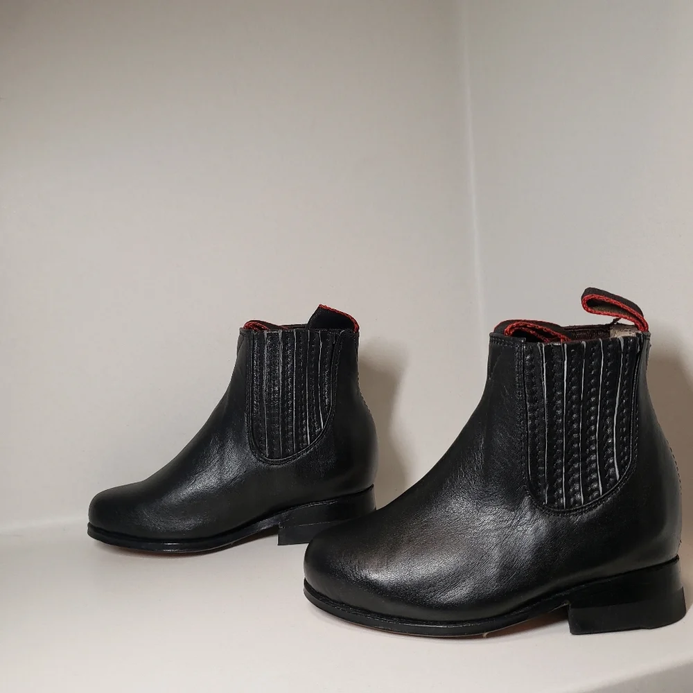 Boys Size 4.5 Boots Charro Boot Black 100% Leather Mariachi Western Diegos Boots